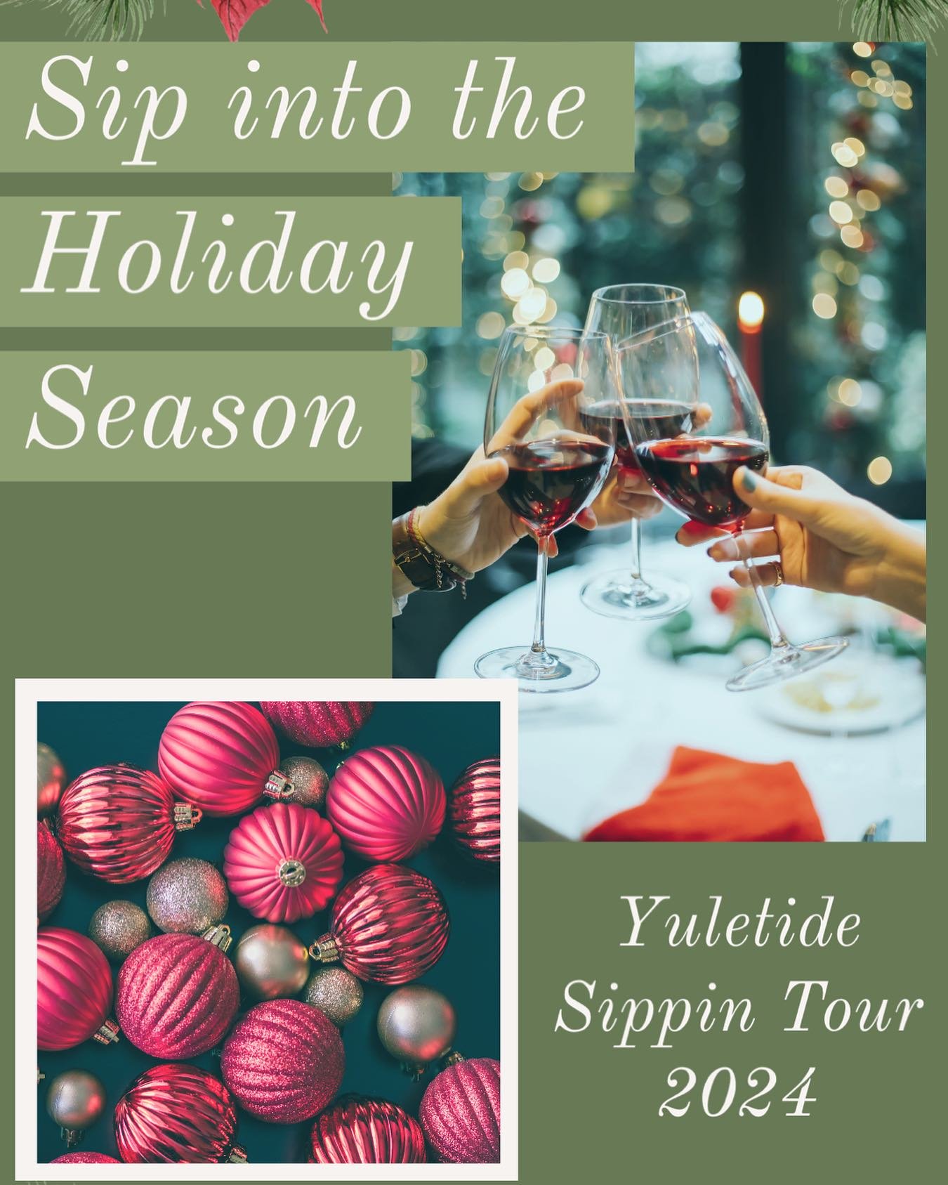 🍷🎄Tickets are selling fast for our annual Yadkin Yuletide Sippin Tour! 

With the Holiday Season right around the corner the Yadkin Yuletide Sippin Tour is a perfect way to get into the Holiday Spirit! 

🎁The event runs from November 1-December 31