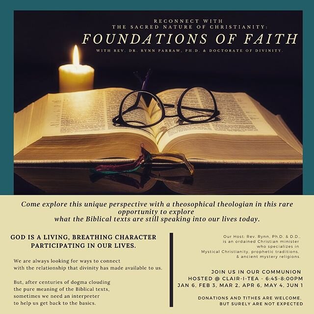 Foundations of Faith: 
Reconnect with the Sacred Nature of Christianity. 
God is a living, breathing character participating in our lives. 
We are always looking for ways to connect 
with the relationship that divinity has made available to us. 
But,