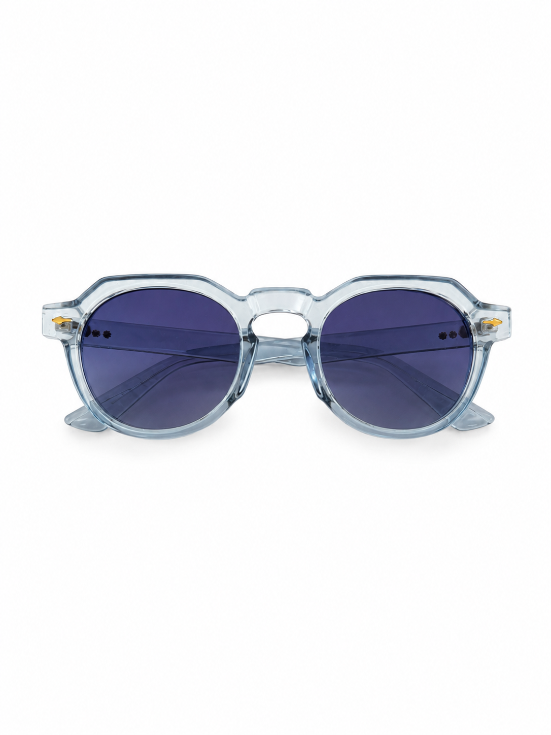 Clear Blue Circular Frame Sunglasses