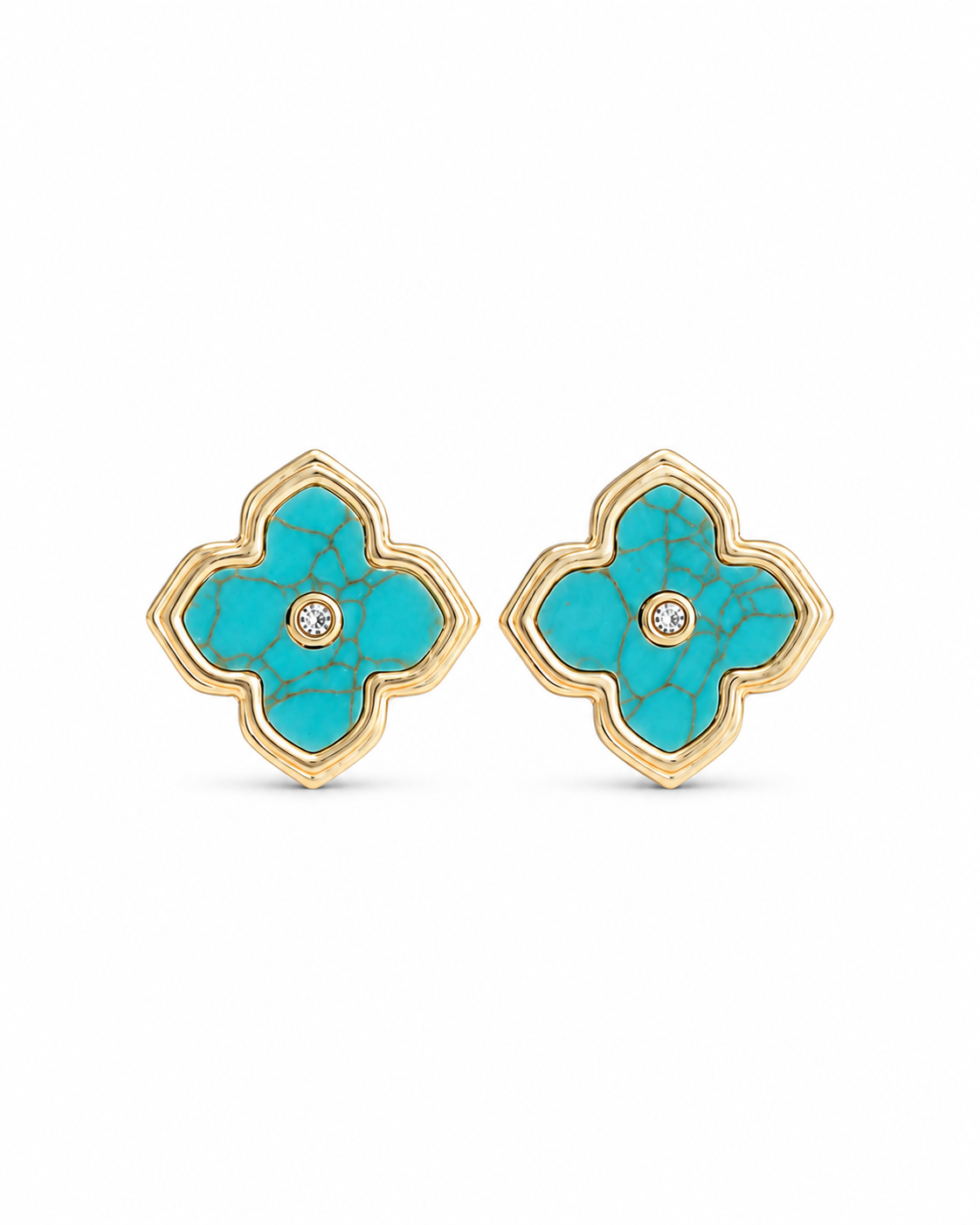 Turquoise Quatrefoil Stud Earrings