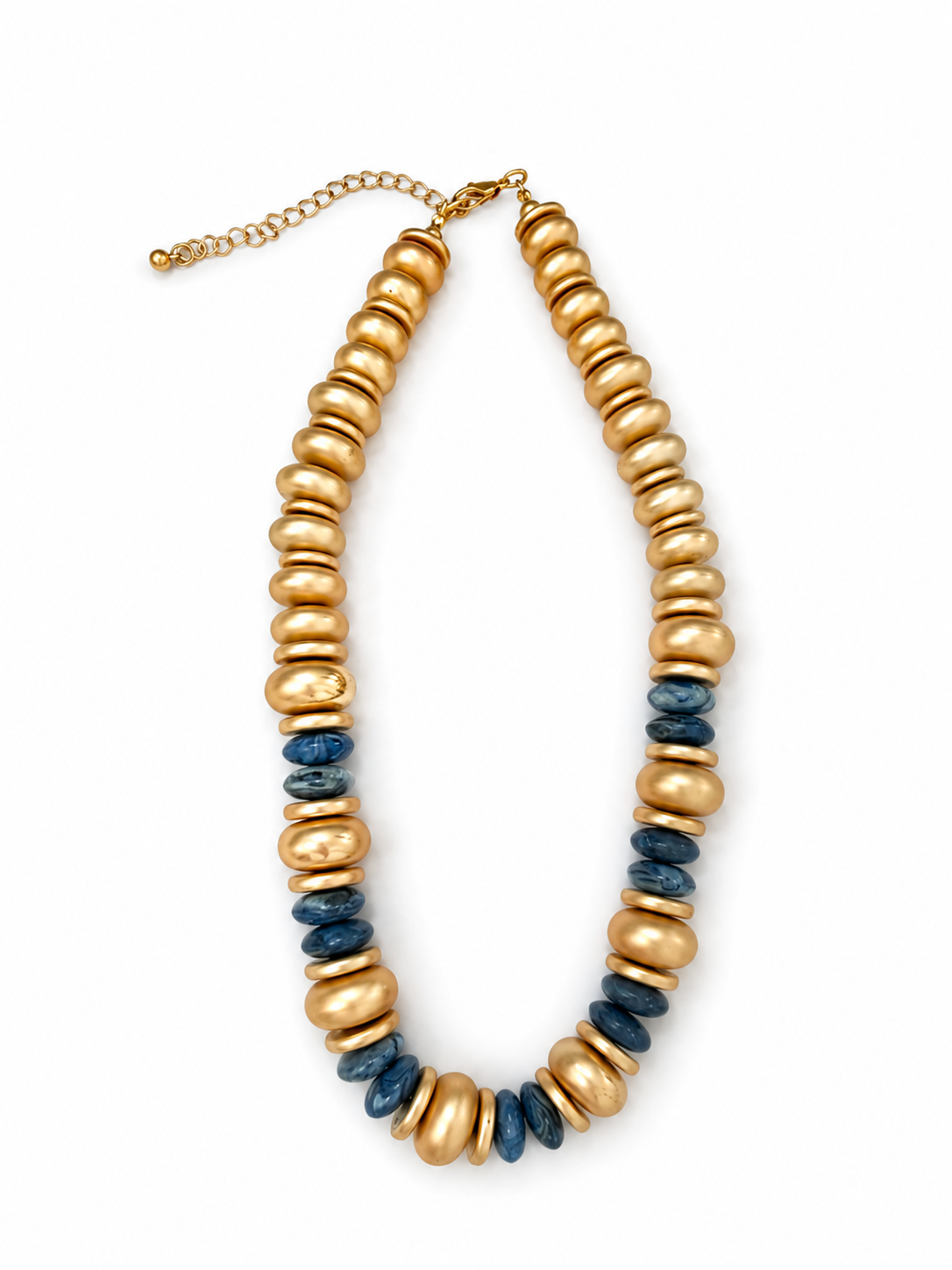 Gold & Blue Beaded Necklace