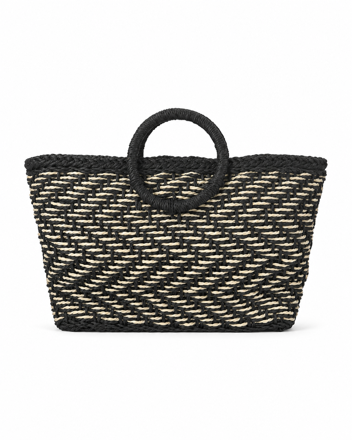 Black Woven Straw Bag