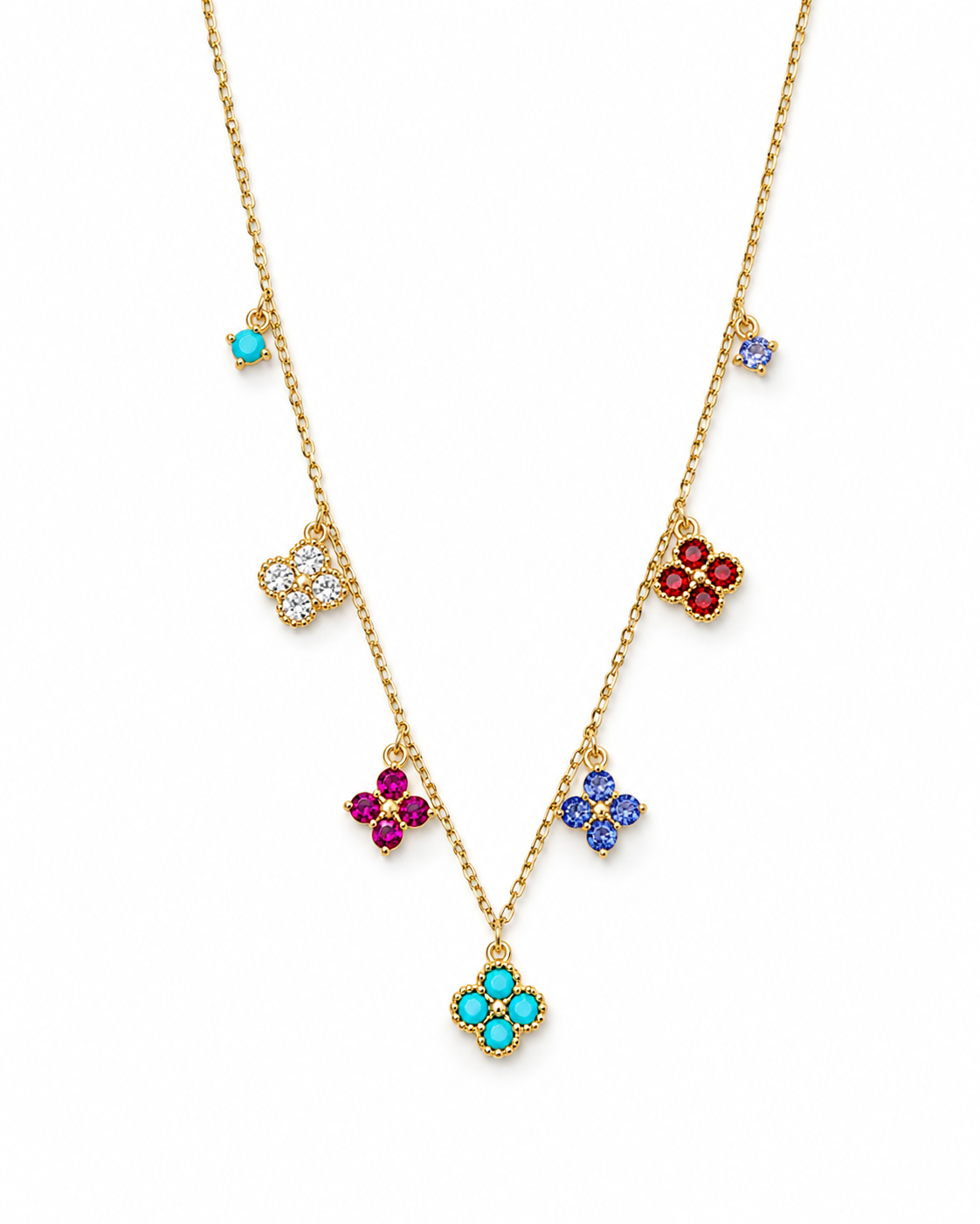 Multi-Gemstone Gold Necklace