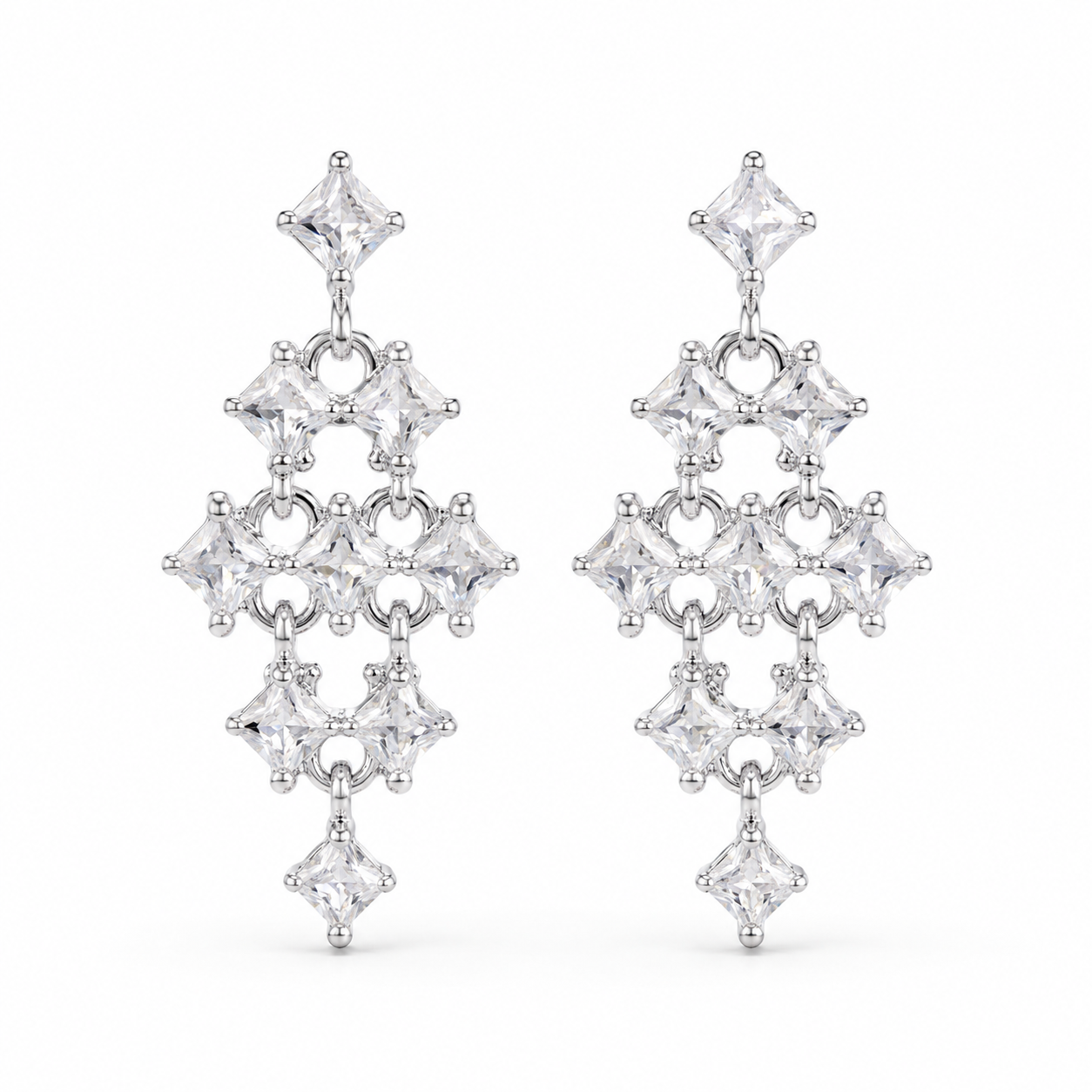 Stud Silver Chandelier Earrings
