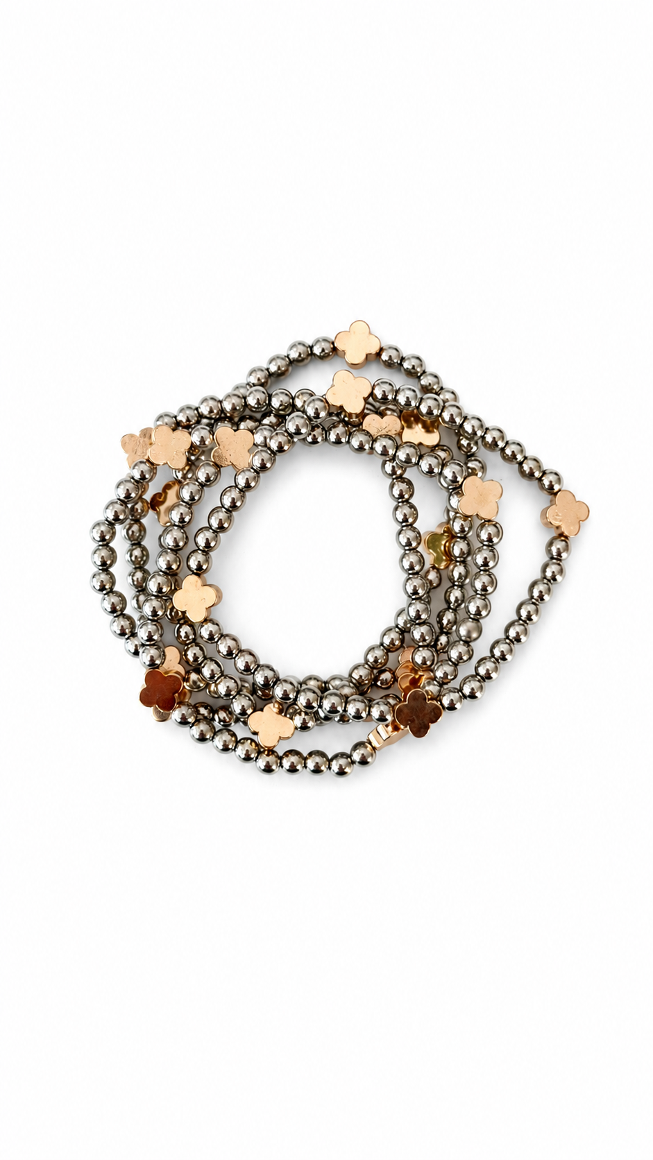 Silver Clover Layered Bracelet