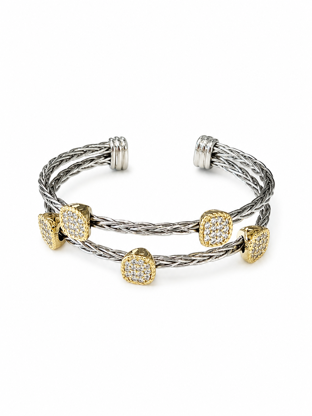 Two-Tone Cable Cuff Bracelet