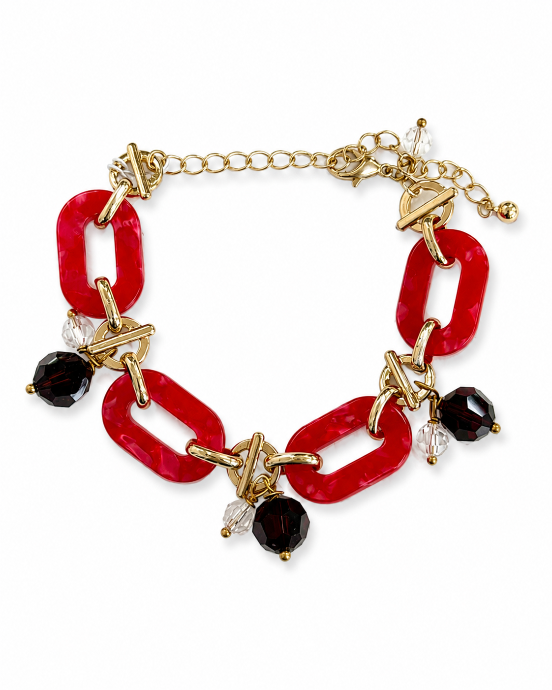 Swarovski Red & Gold Link Charm Bracelet