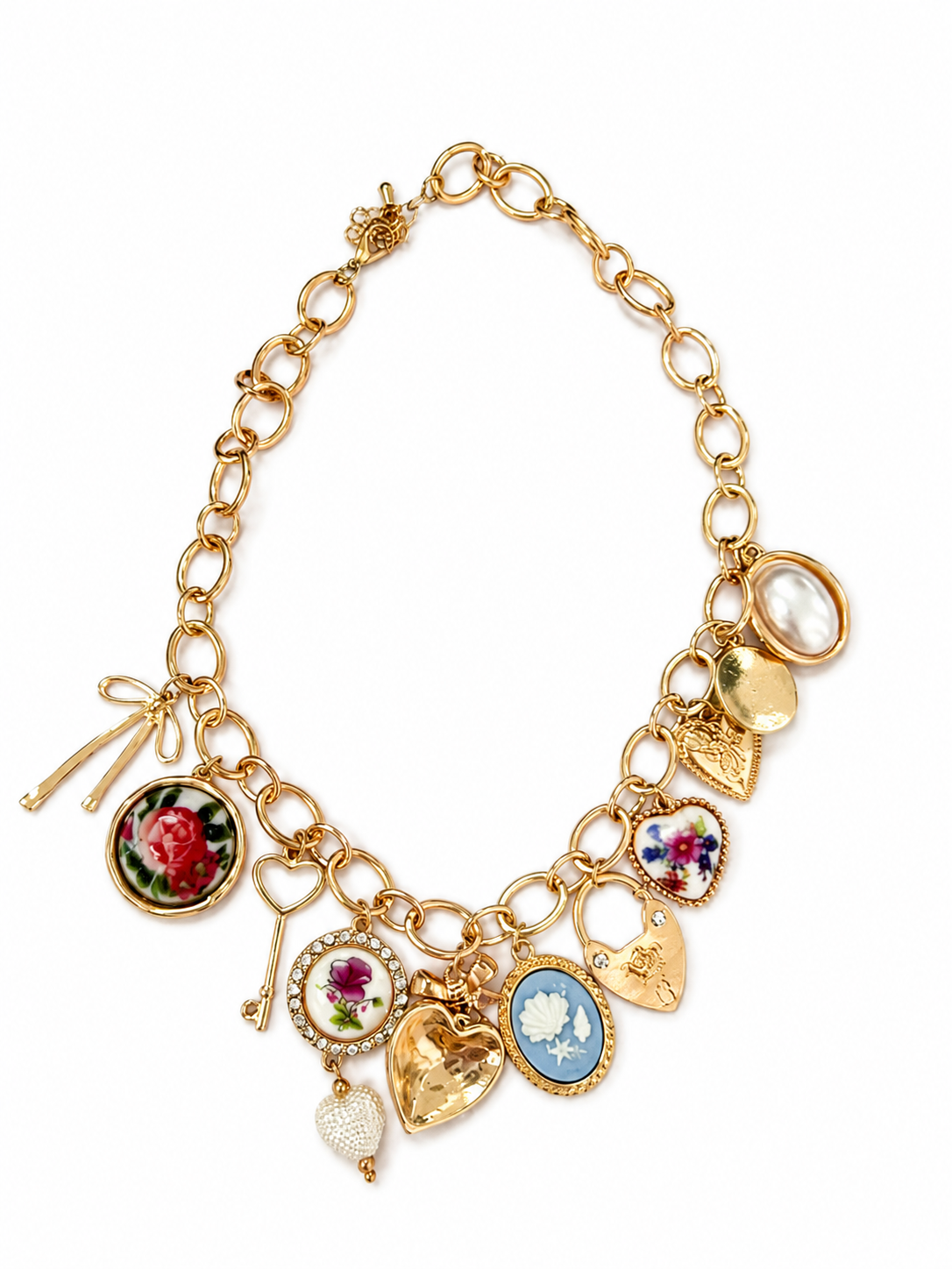 Gold Multicolor Charm Necklace