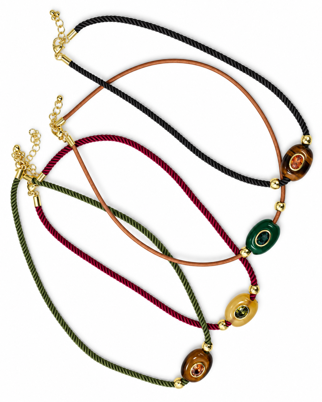 Colorful Gem Cord Necklace