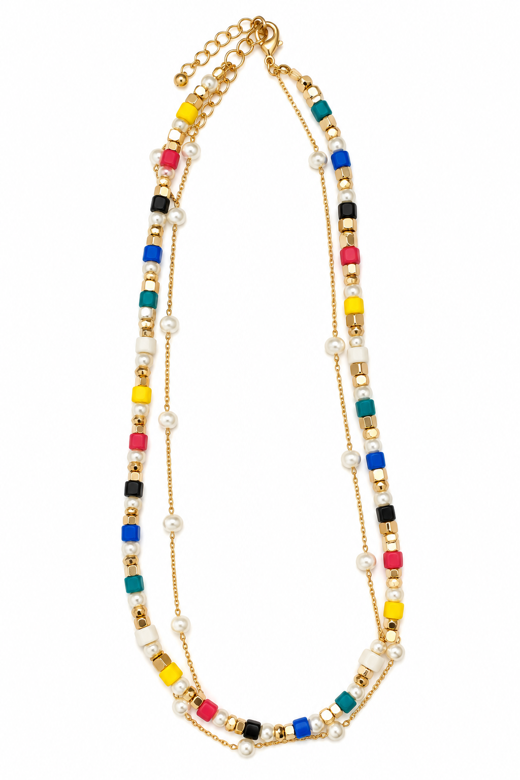 Colorful Beaded & Pearl Necklace