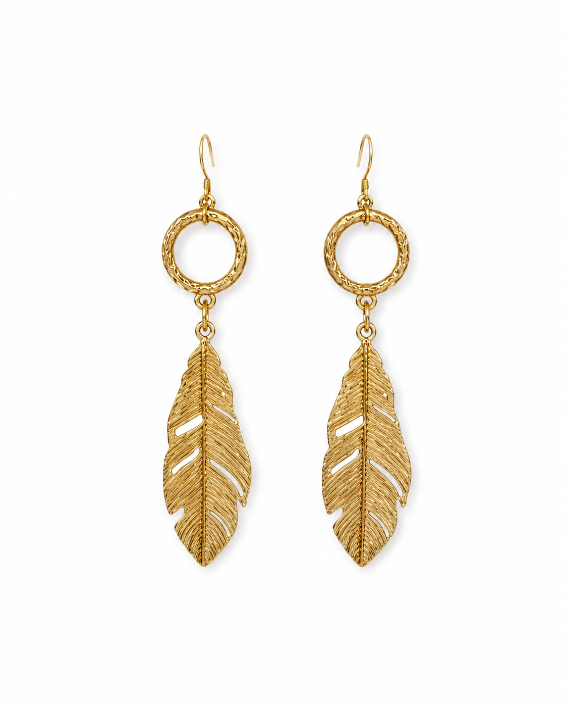 Feather Gold Dangle Earrings