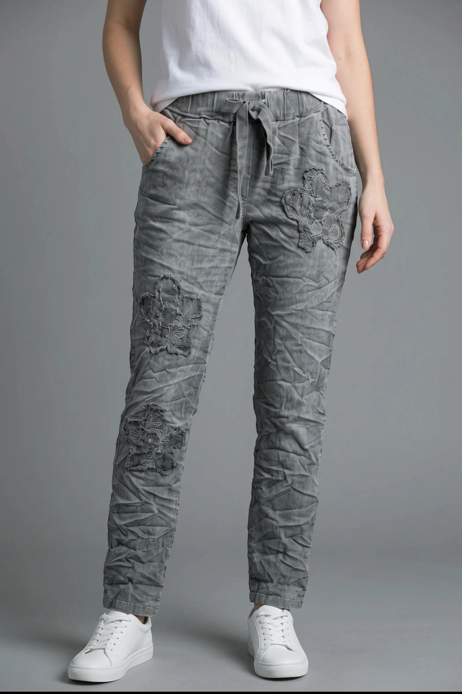 Blue Floral Cargo Joggers