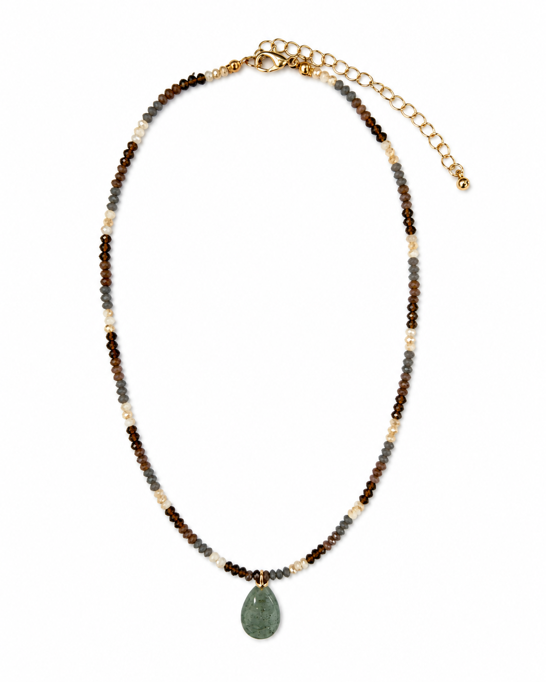 Multicolor Chain with Green Stone