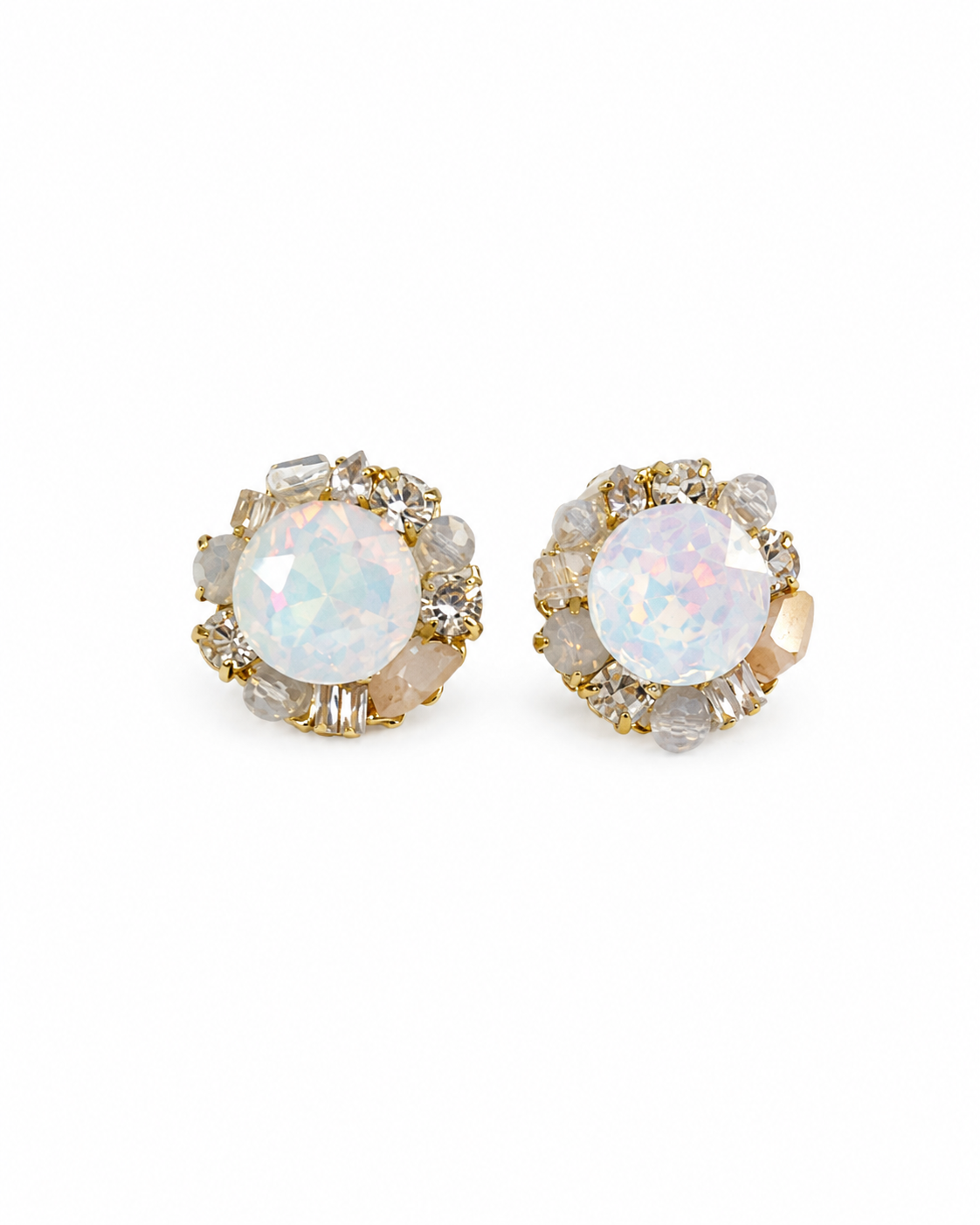 White Stone Stud Earrings