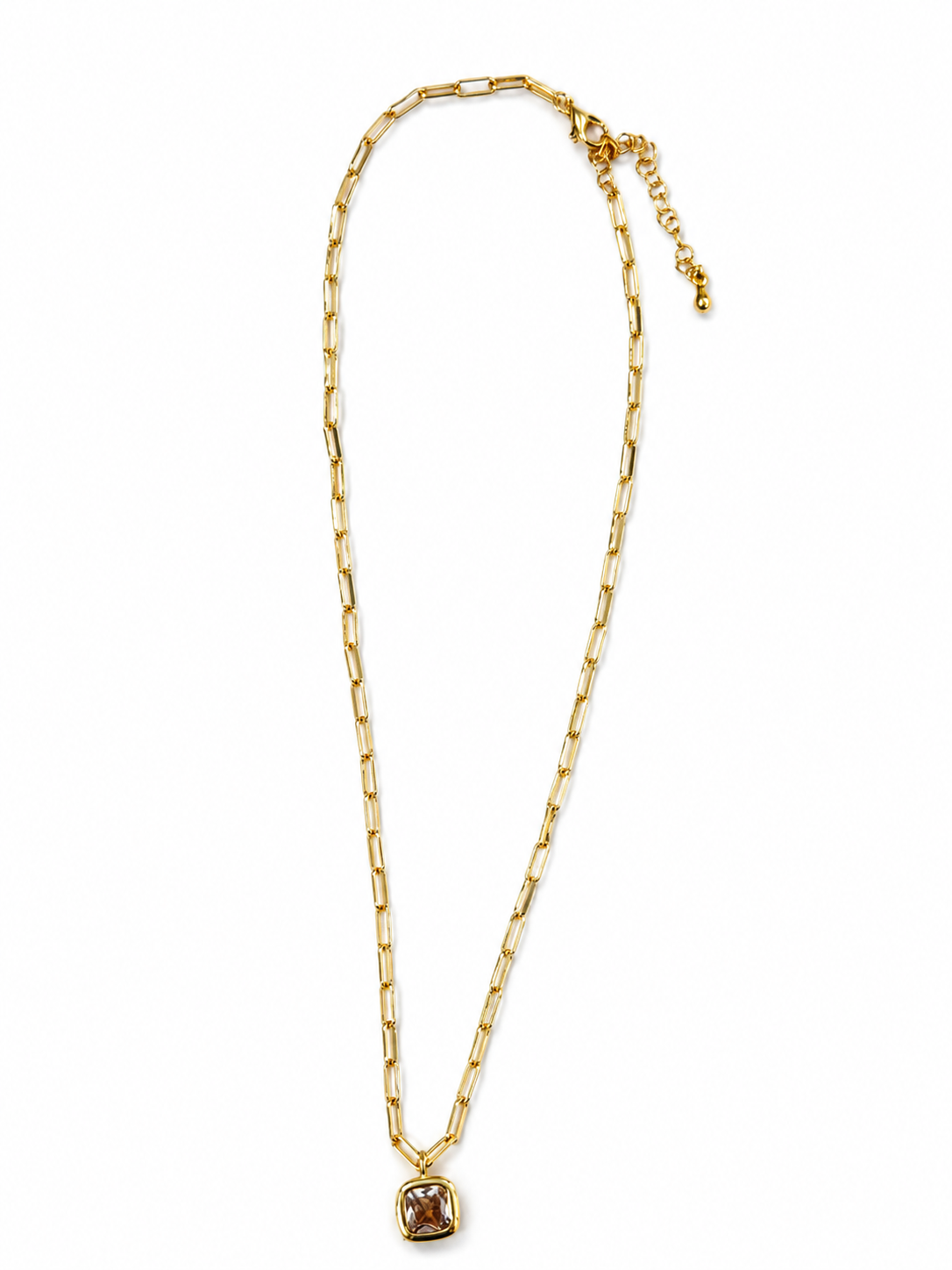 Gold Pink Stone Necklace