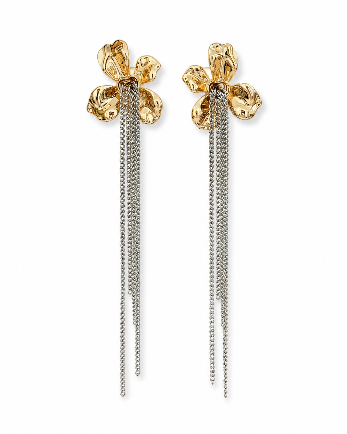 Two-Tone Floral Drop Earrings