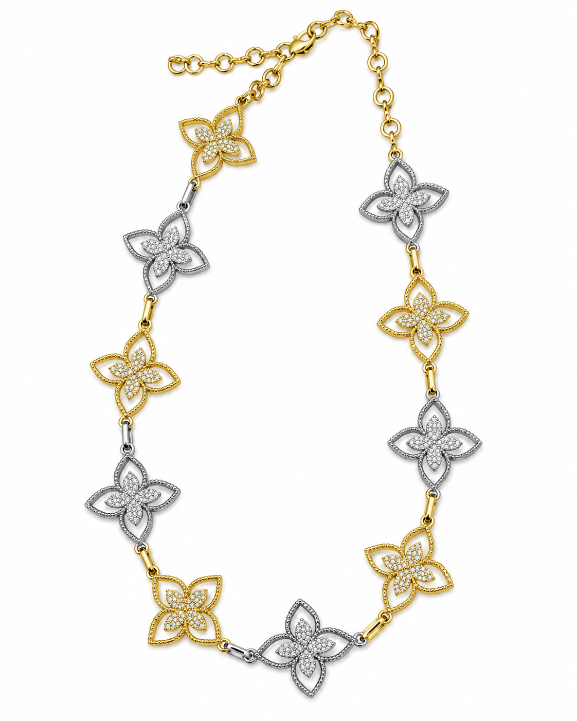 Floral Dual Tone Necklace