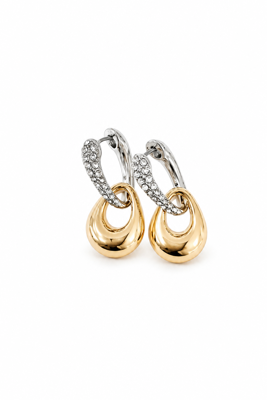 Gold and Silver Crystal Drop Earrings