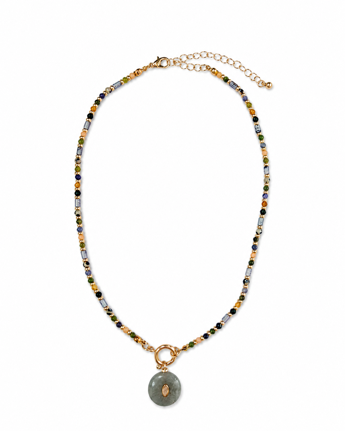 Beaded Green Stone Necklace