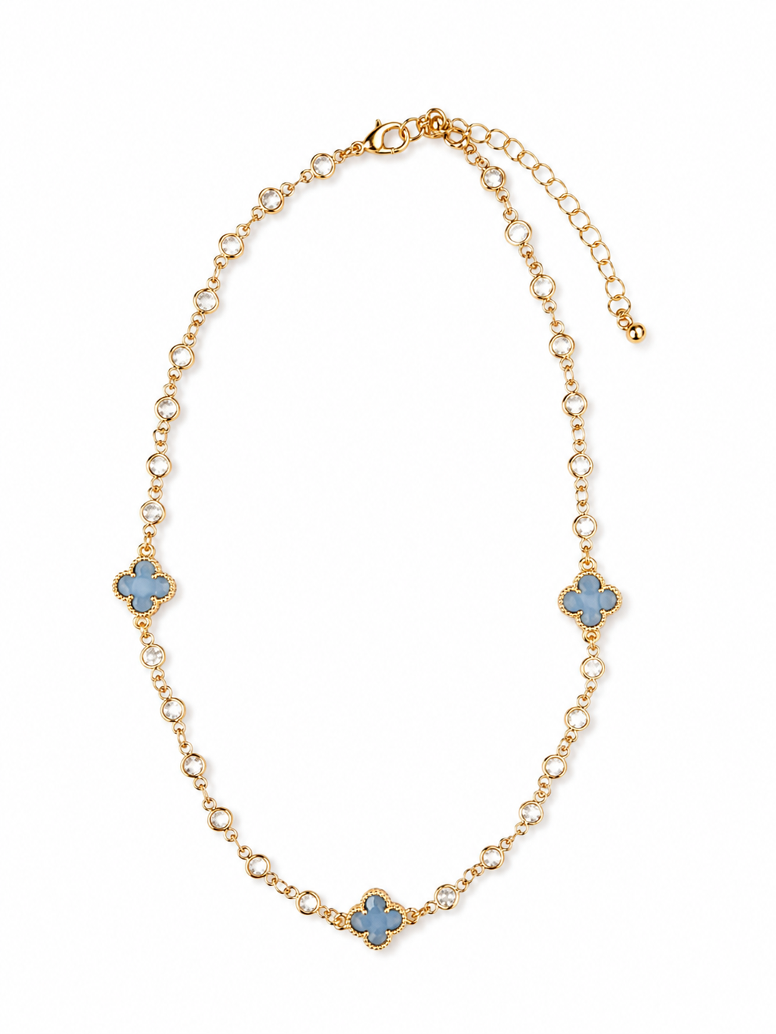 Blue Stone Clover Necklace