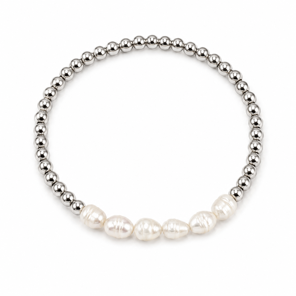 Silver Pearl Bead Bracelet