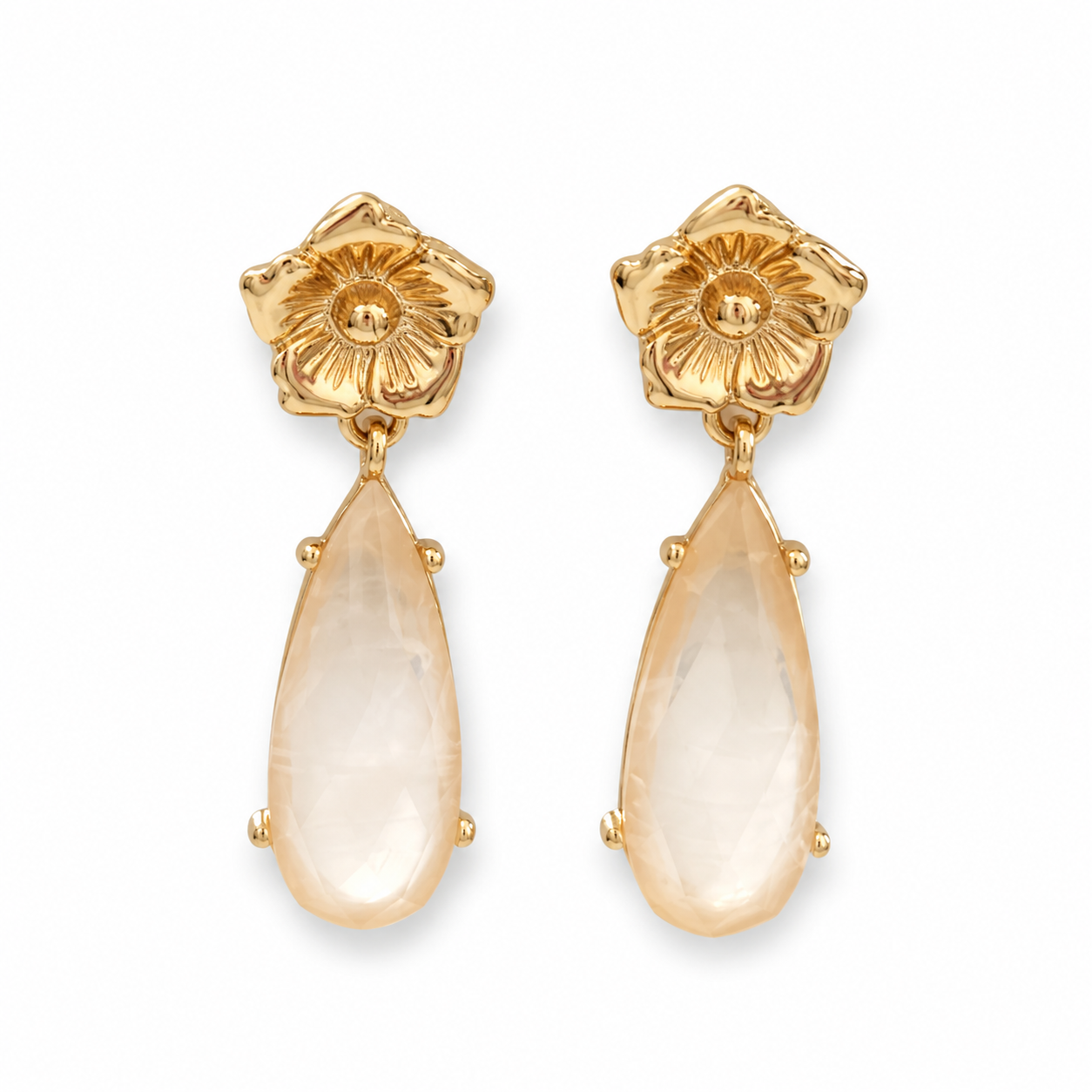 Gold Floral Drop Earrings