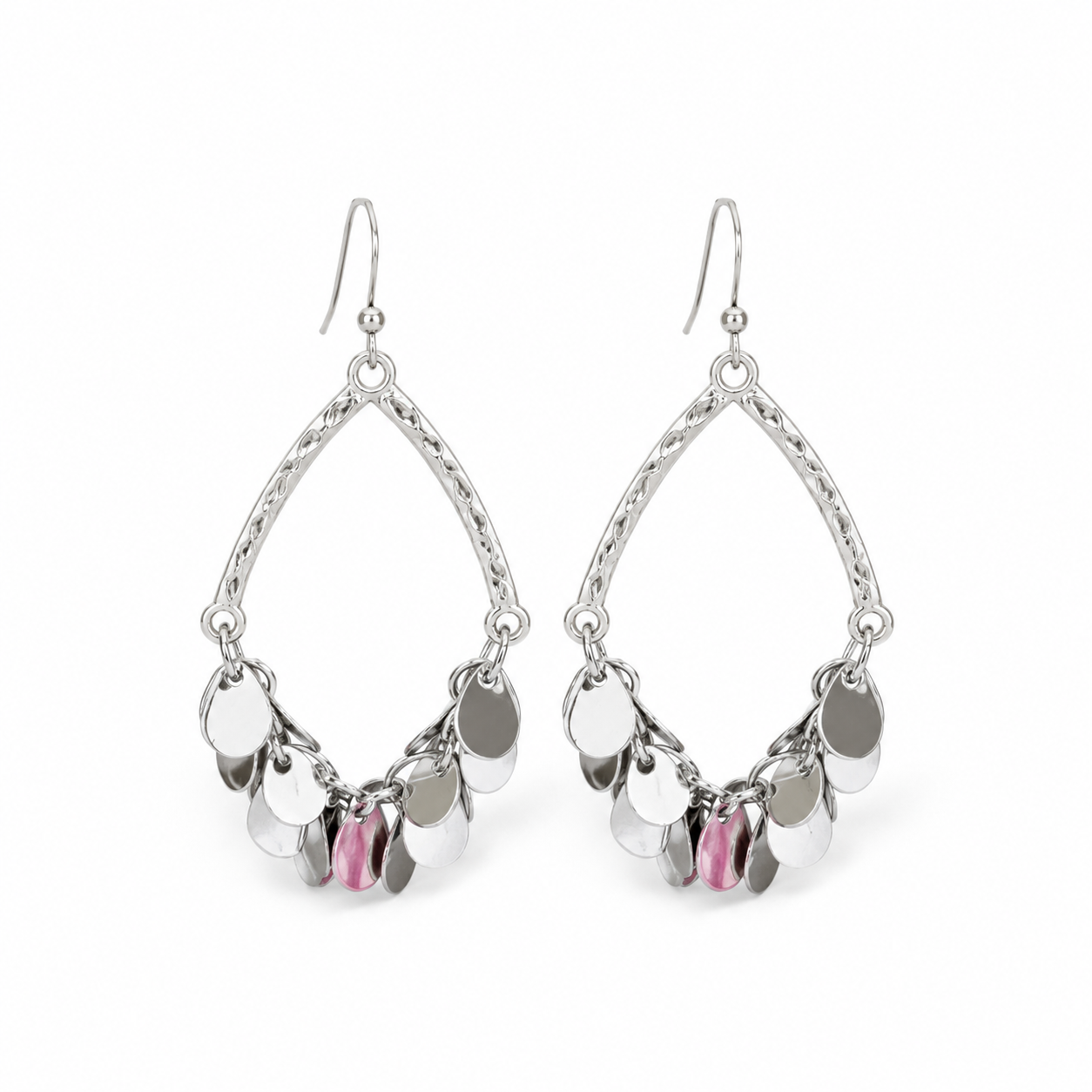 Silver Charm Teardrop Earrings