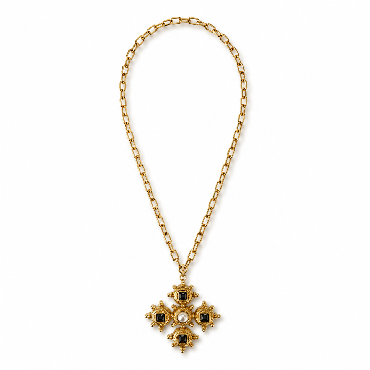 Gold Cross Medallion Necklace