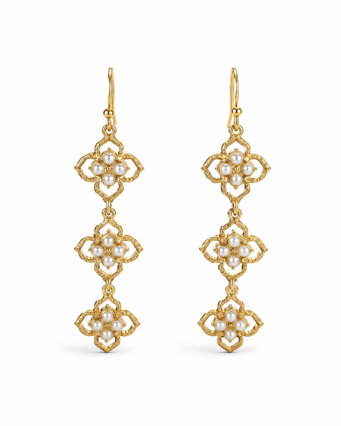 Gold Pearl Drop Earrings