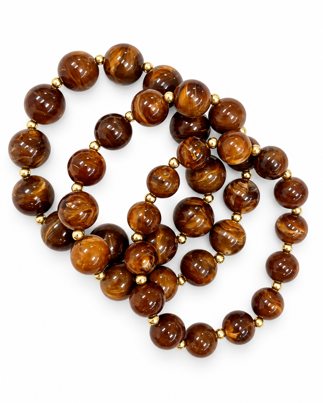 Brown Marbled Bead Bracelet Set