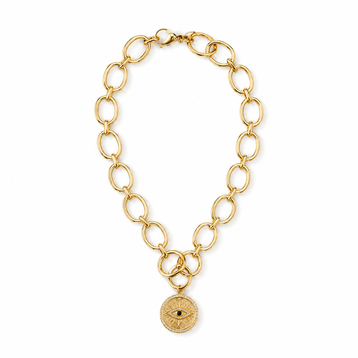 Eye Medallion Gold Necklace