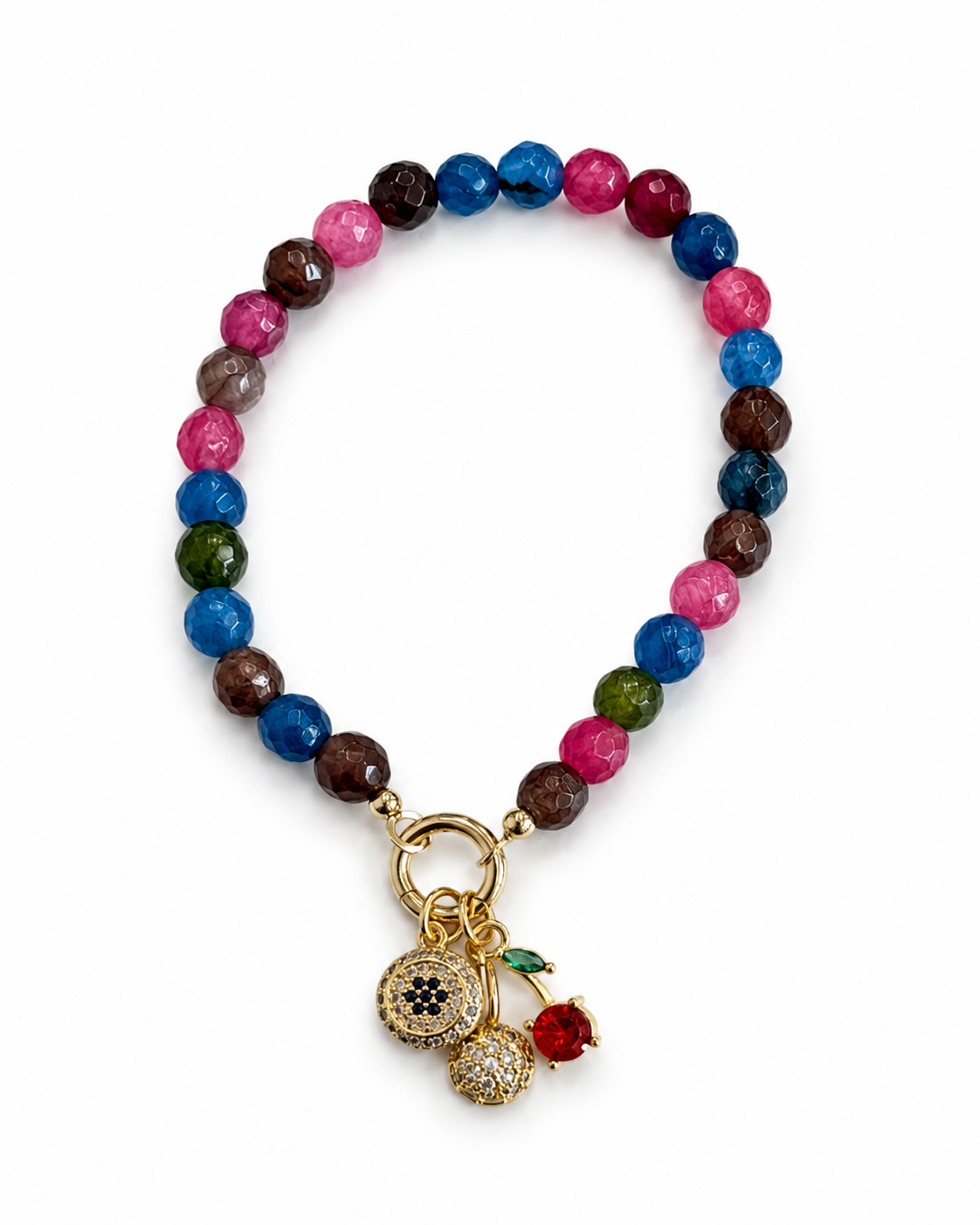 Multi-Colored Bead Charm Bracelet