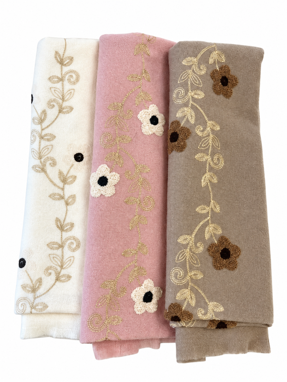 Elegant Floral Embroidered Scarf