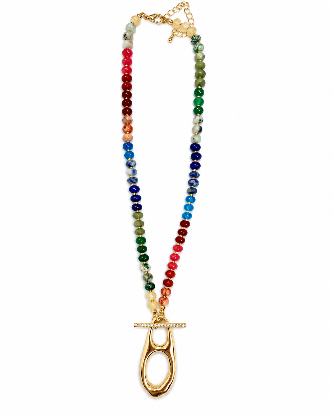 Multi-Colored Beaded Pendant Necklace