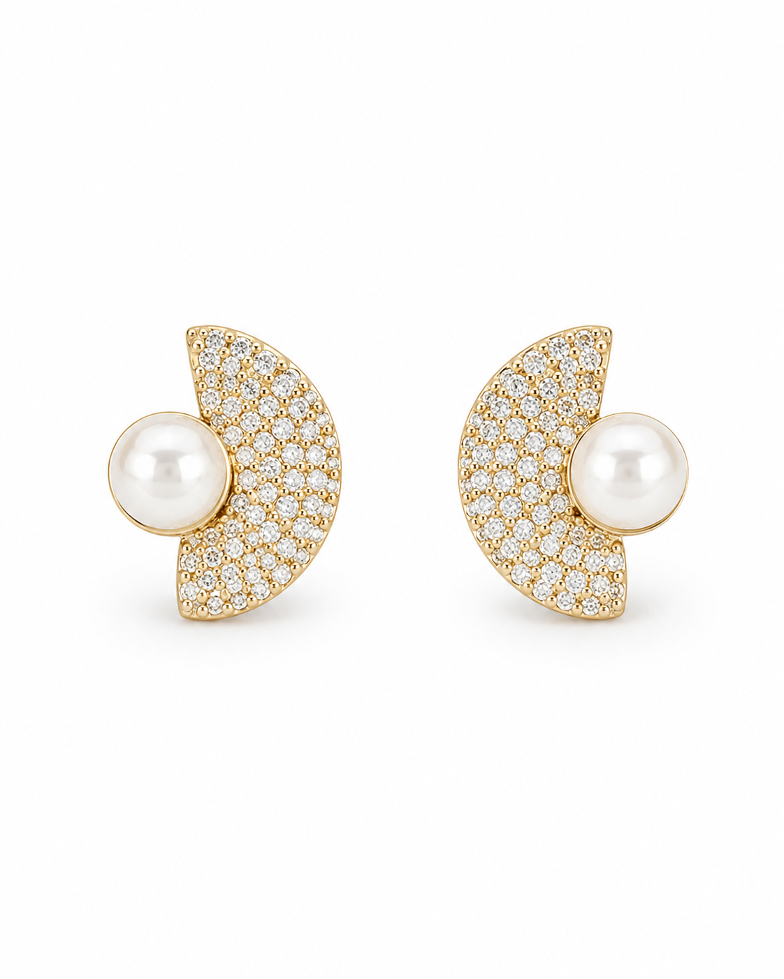 Pearl Crescent Earrings