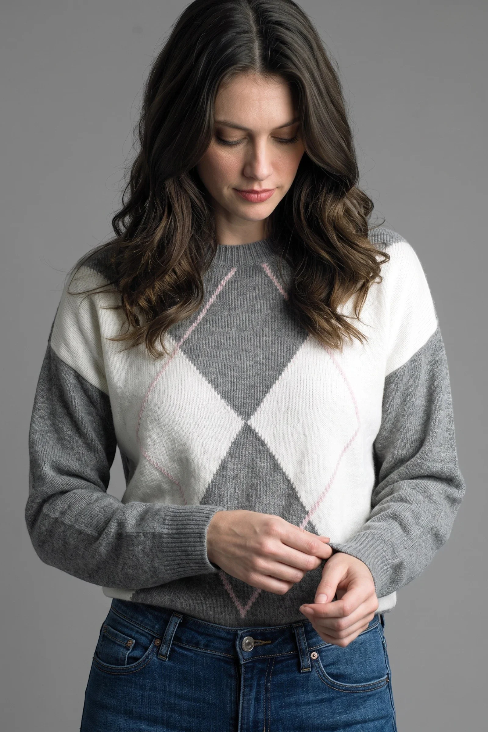 Tempo Paris Argyle Charm Knit Sweater