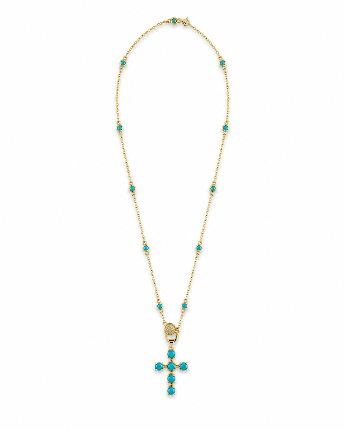 Turquoise Gemstone Cross Necklace