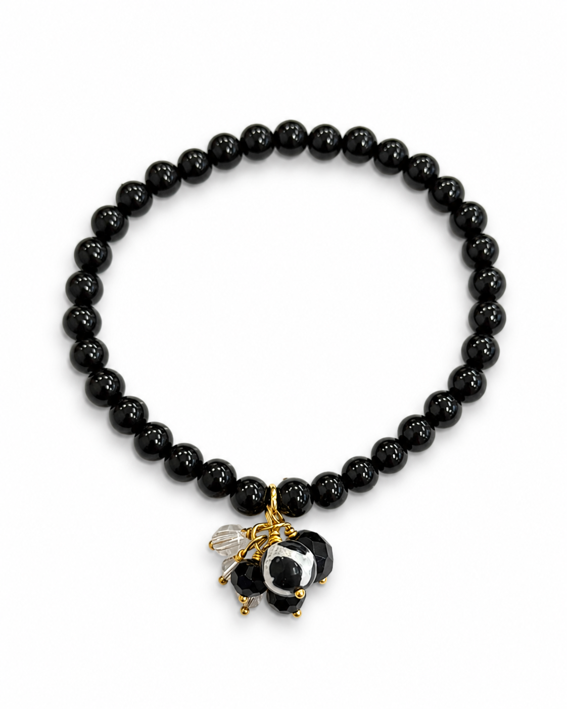 Swarovski Charm Black Bead Bracelet