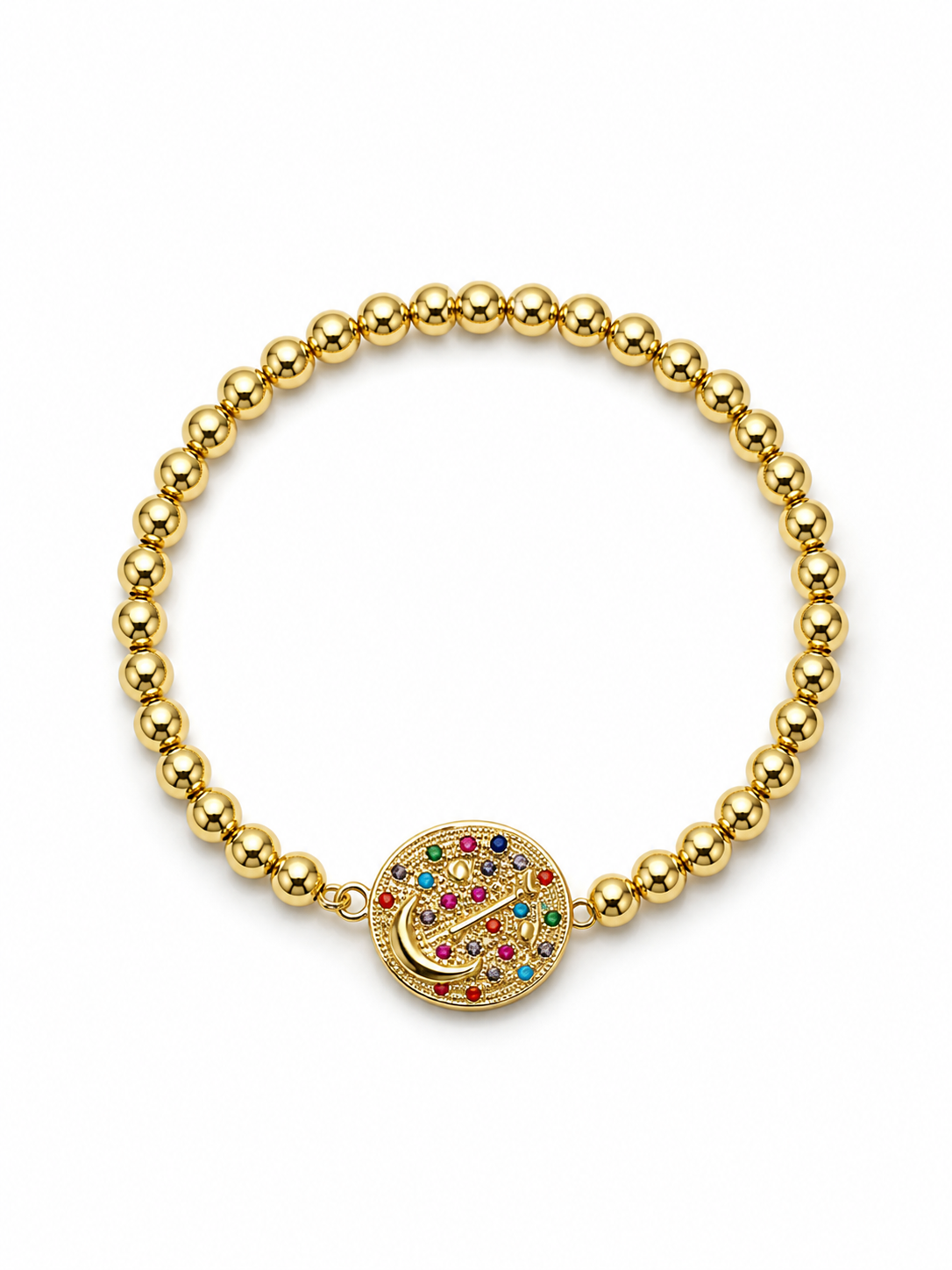 Gold Charm Beaded Bracelet
