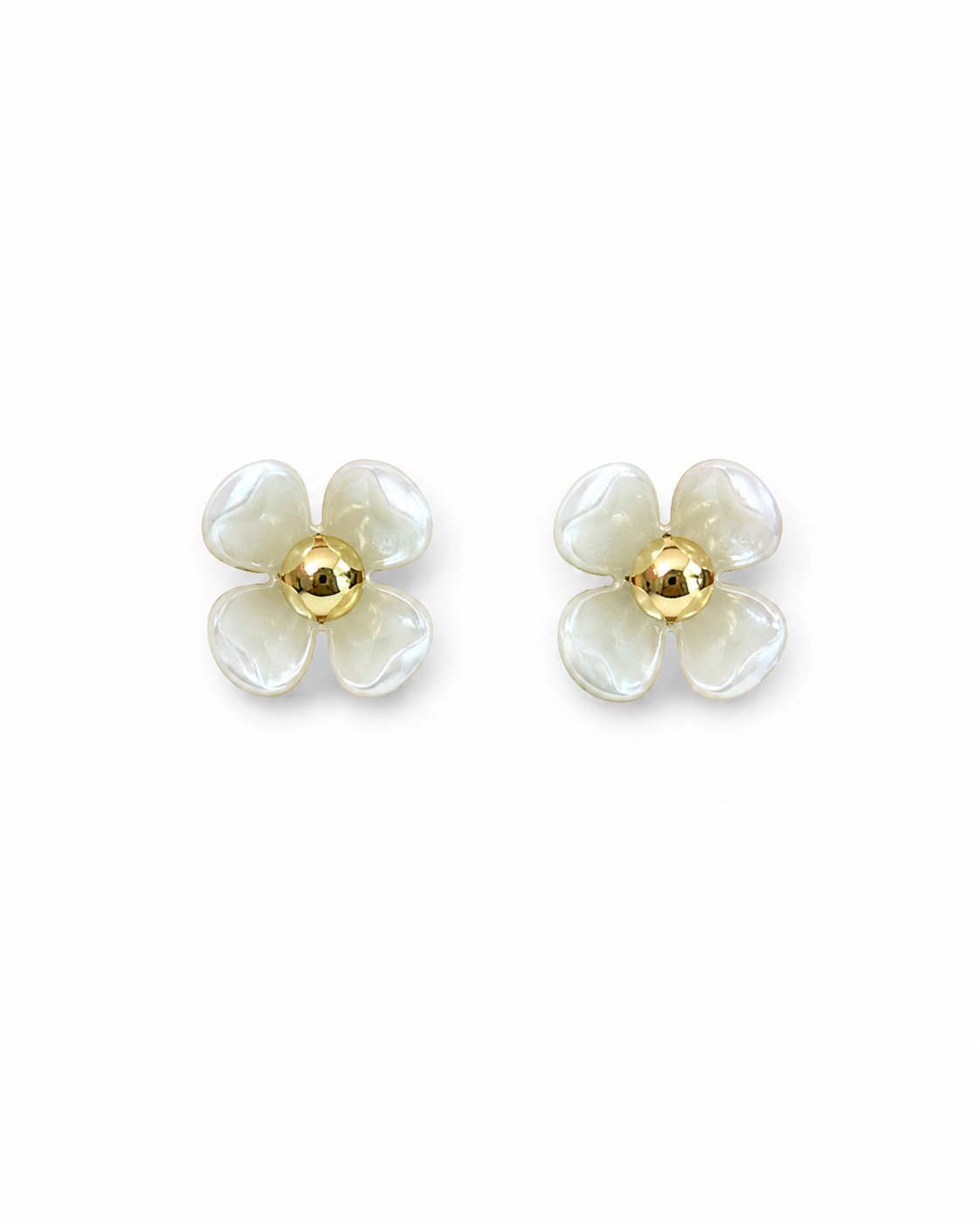 White Flower Stud Earrings