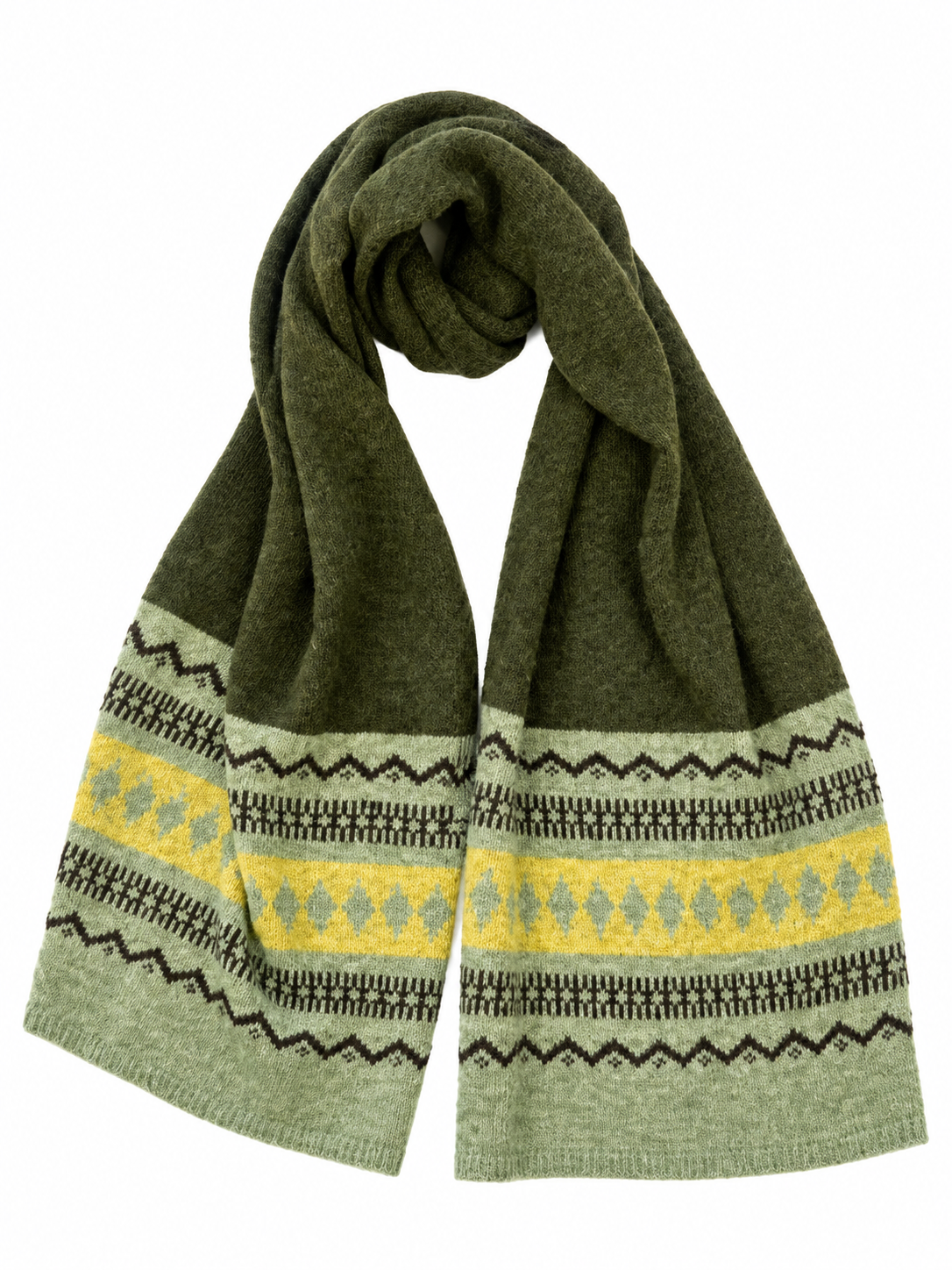 Green Geometric Knit Scarf