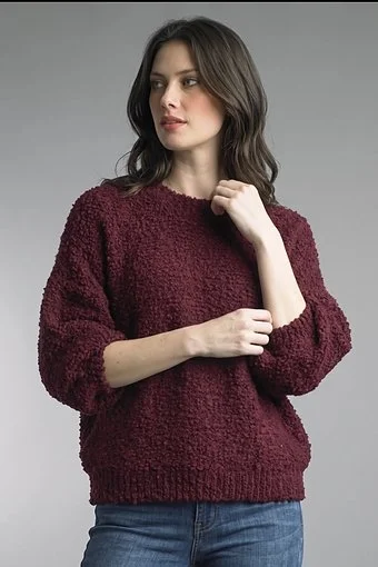 Tempo Paris Burgundy Textured Sweater
