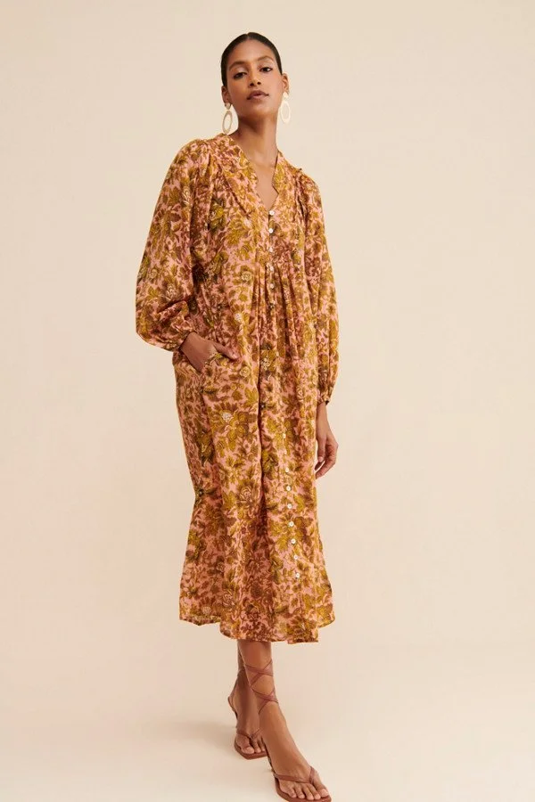 Calista Floral Midi Dress | Kinga Csilla, Retail $242
