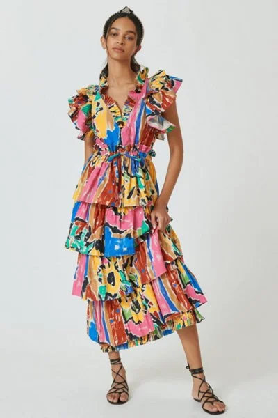 Mix-Print Midi Dress | Love the Label, Retail $425
