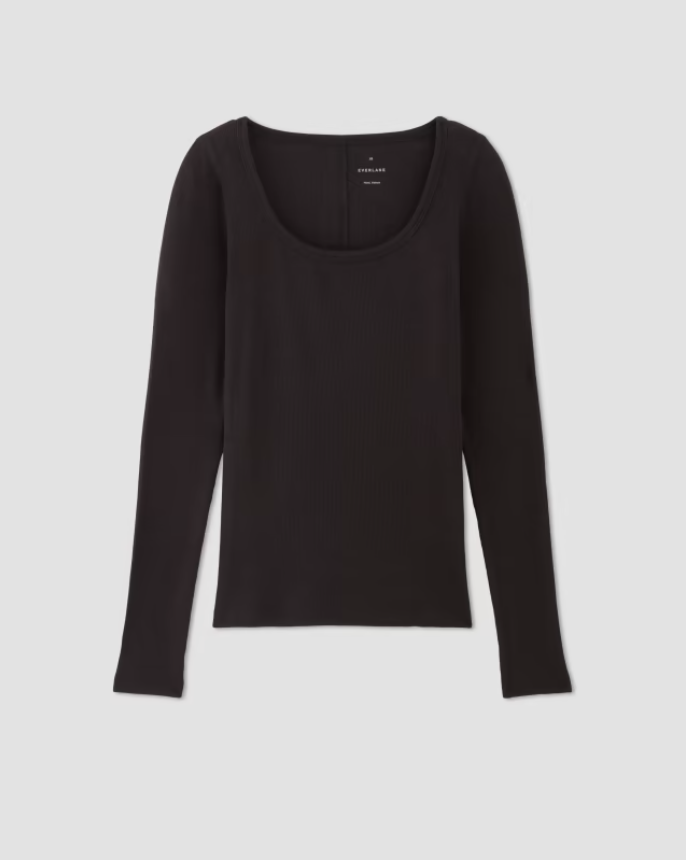 The Supima® Micro-Rib Long-Sleeve Scoop-Neck