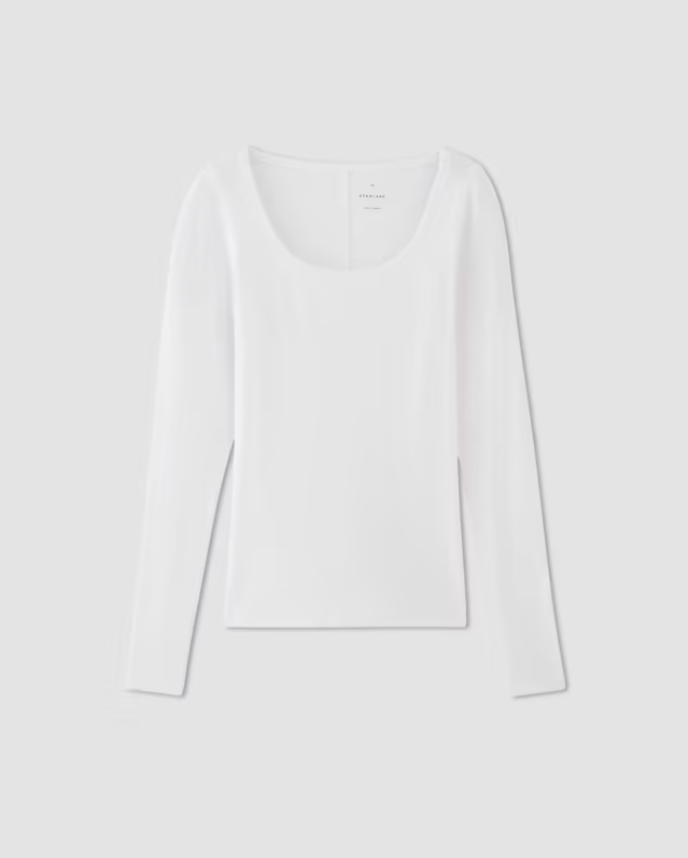 The Supima® Micro-Rib Long-Sleeve Scoop-Neck