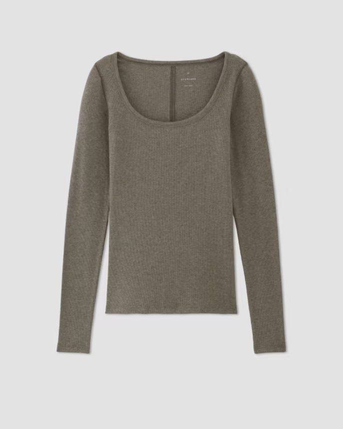 The Supima® Micro-Rib Long-Sleeve Scoop-Neck