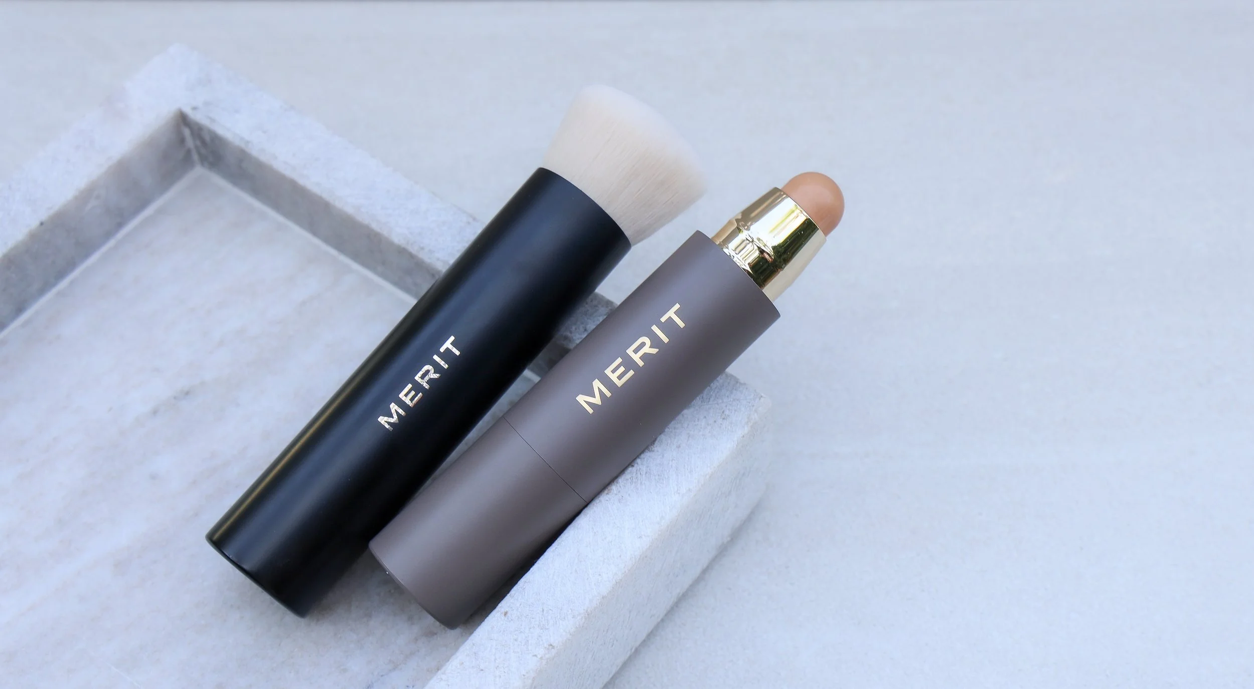 Merit Beauty concealer and blending brush by Nicole Schmiedl