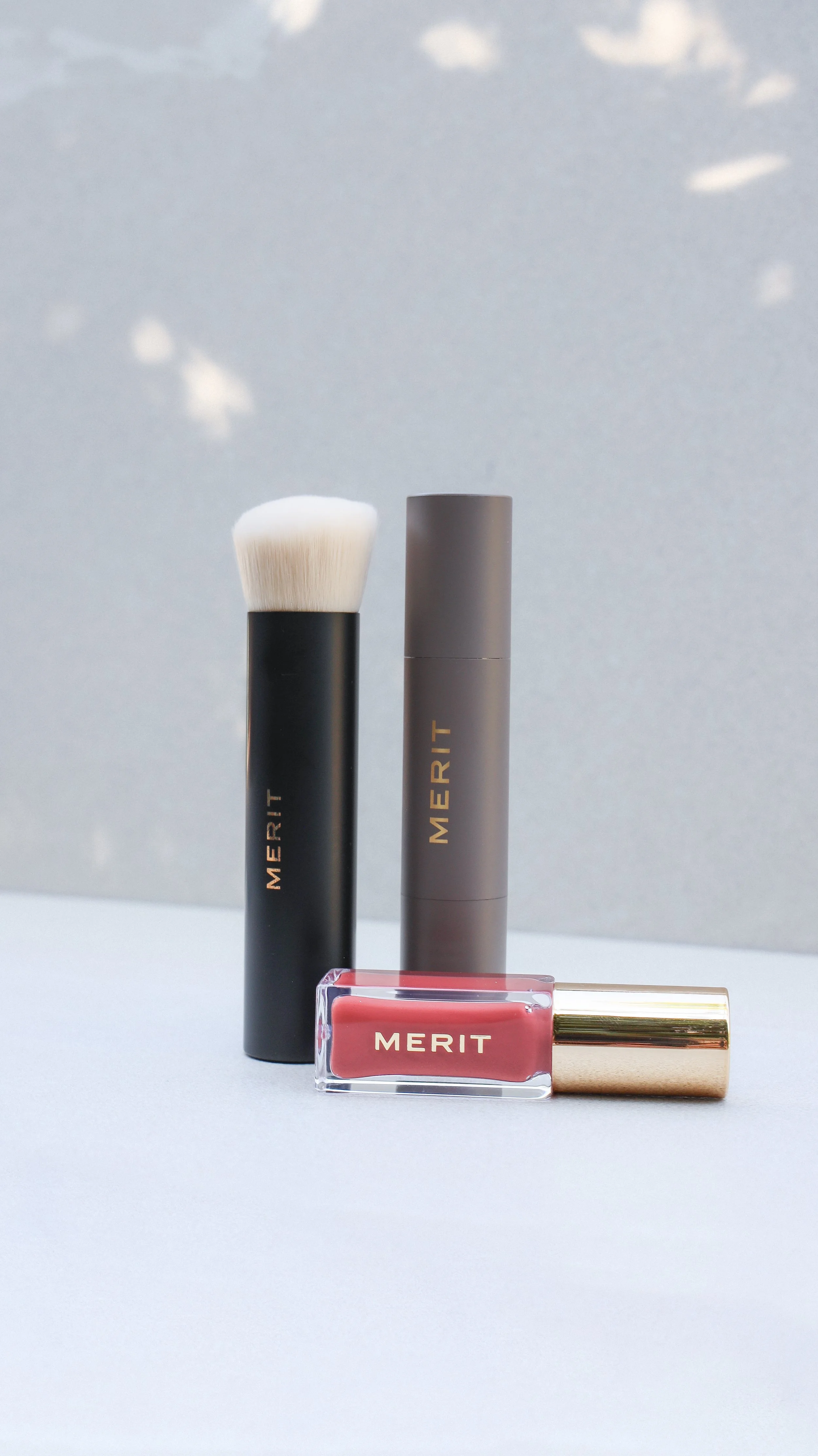 Merit Beauty Lip Stain, concealer and blending brush by Nicole Schmiedl