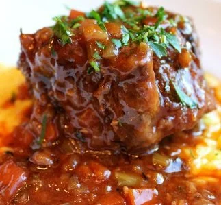Osso Buco (SRF Wagyu veal shank or Royal Dutch milk-fed, untethered, unshackled veal shank from the Netherlands)